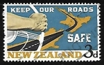 Stamps New Zealand -  Mano al volante y mapa de Nueva Zelandia