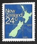 Stamps New Zealand -  Mapa de Nueva Zelanda