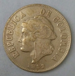 monedas de America - Colombia -  1952 error 2 centavos