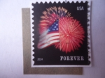 Stamps United States -  200 Aniversario, Bandera de Francis Scott Key- Fuegos Artificiales.