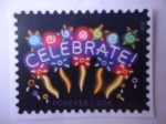 Stamps United States -  Celebrar. Neon Celebrate.