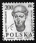 Stamps Poland -  Cabeza de hombre - escultura