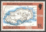 Sellos de Europa - Reino Unido -  Guernsey Alderney - 38 - Mapa de la Isla en 1739