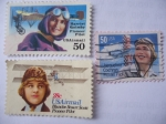 Stamps United States -  Pioneer Pilot: Harriet Quimby, Blanche Stuart Scott, Jaqueline Cochran.