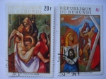 Stamps : Africa : Burundi :  XIII-El hijo y su Madre - Santa verónica secó el rostro de jesús