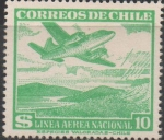 Sellos de America - Chile -  AEROPLANO  MONTAÑAS  Y  LAGO