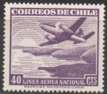 Stamps Chile -  AEROPLANO  COSTAS  Y  AMANECER