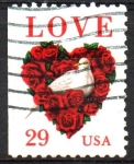 Stamps United States -  CORAZON  DE  ROSAS  ROJAS  Y  PALOMA