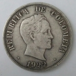 monedas de America - Colombia -  1922 plata 50 centavos