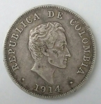 monedas de America - Colombia -  1914 plata 50 centavos