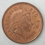 monedas de Europa - Reino Unido -  2000 - one penny