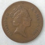 monedas de Europa - Reino Unido -  1988 - one penny