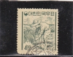 Stamps : Asia : South_Korea :  recolector de arroz
