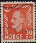 Stamps : Europe : Norway :  NORUEGA 1950 Scott 310 Sello Rey King Haakon VII usado Michel 361 Norway Norvège Norge 