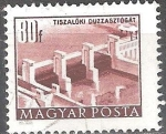 Stamps Hungary -  Edificios del plan quinquenal en Budapest,Presa de Tiszalök.