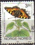Sellos de Europa - Noruega -  NORUEGA 1993 Scott 1034 Sello Mariposas Butterflies Aglais Urticae usado Norway Norvège Norge 