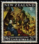 Sellos del Mundo : Oceania : Nueva_Zelanda : Nueva Zelanda 1961 Scott 354 Sello º Navidad Christmas Adoracion Reyes Magos de Durero Nouvelle Zela