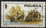 Stamps Poland -  POLONIA 1975 Michel 2400 Sello Bicentenario Americano Yvert 2238 1608 Barco Polaco llegando a Americ