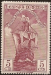Stamps Spain -  Nao Santa María, vista de proa  1930  5 cents
