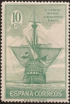 Stamps Spain -  Nao Santa María, vista de popa  1930 10 cents