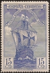 Sellos de Europa - Espa�a -  Nao Santa María, vista de proa  1930 15 cents