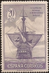 Stamps Spain -  Nao Santa María, vista de popa  1930 20 cents