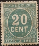 Stamps Spain -  Cifras. Impuesto de Guerra  1897  20 cénts