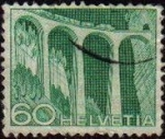 Stamps Switzerland -  SUIZA Switzerland Suisse 1949 Scott338 Sello Serie Industria Desarrollo Tren por Viaducto Michel 539