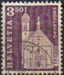 Stamps : Europe : Switzerland :  Suiza 1967 Michel 865 Sello Serie Basica Castillos, Arquitectura Engelberg usado Switzerland Suisse 