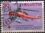 Sellos de Europa - Suiza -  Suiza 1972 Scott 553 Sello Guardia Aerea de Salvamento Helicoptero Michel 977 usado Switzerland Suis