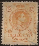 Stamps Spain -  Alfonso XIII  Tipo Medallón  1909  15 cents