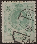 Stamps Spain -  Alfonso XIII  Tipo Medallón  1909  30 cents