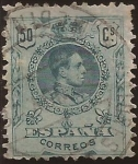 Stamps Spain -  Alfonso XIII  Tipo Medallón  1909  50 cents