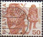 Stamps : Europe : Switzerland :  Suiza 1977 Scott 640 Sello Folklore Achetringele Hombres Enmascarados Laupen Michel1105 usado Switze