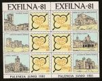 Stamps Spain -  Exfilna 81 - Monumentos de Palencia - sellos conmemorativos(sin valor postal)