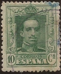 Stamps Spain -  Alfonso XIII. Tipo Vaquer, verde  1922 10 cents