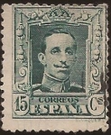 Stamps Spain -  Alfonso XIII. Tipo Vaquer  1922 15 cents TipoB