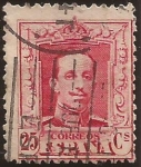 Stamps Spain -  Alfonso XIII. Tipo Vaquer  1922 25 cents Tipo II