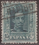 Stamps Spain -  Alfonso XIII. Tipo Vaquer  1922 15 cents