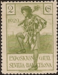 Sellos de Europa - Espa�a -  Macero Ayto BCN. Pro Expos BCN y Sevilla  1929  2 cents