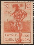 Stamps Spain -  Macero Ayto BCN. Pro Expos BCN y Sevilla  1929  50 cents