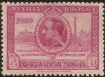 Stamps Spain -  Alfonso XIII y Barcelona  1929  4 ptas