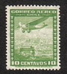 Stamps Chile -  Avión sobre la ciudad