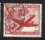 Stamps Chile -  Bandera Nacional y avion