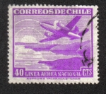 Stamps Chile -  Avión sobre la costa y la salida del sol