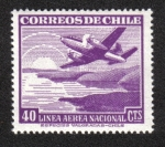Stamps : America : Chile :  Avión sobre la costa y la salida del sol