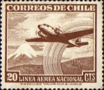 Sellos de America - Chile -  Avión sobre la montaña nevada