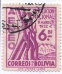 Stamps Bolivia -  Aniversario de la revolucion del 9 de abril de 1952