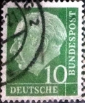 Stamps Germany -  Scott#708 intercambio, 0,20 usd, 10 cents. 1954