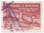 Stamps : America : Bolivia :  Aniversario de la revolucion del 9 de abril de 1952